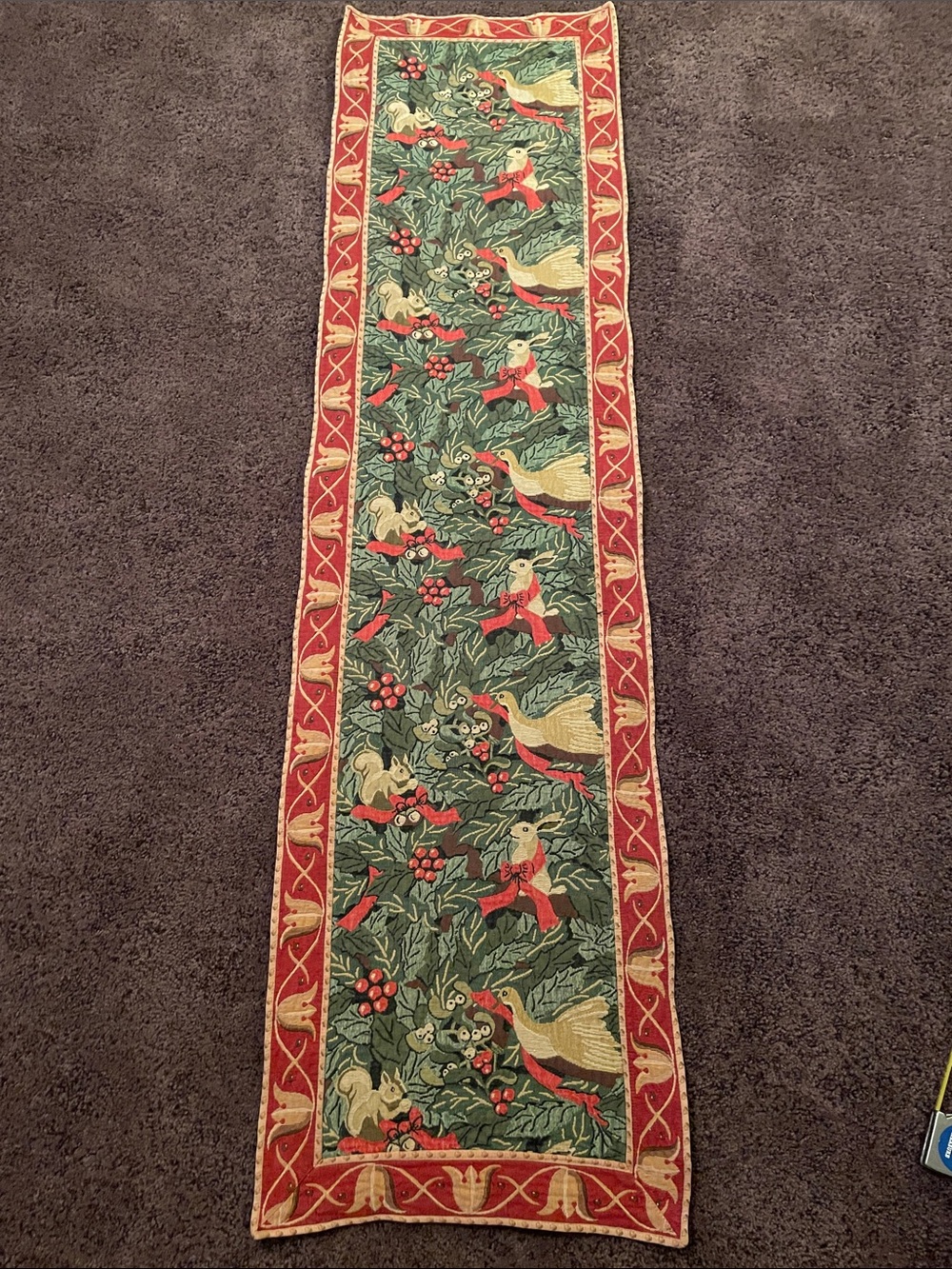 Tapestry Table Runner Renaissance Woven Art Wild Life Animals Holiday Theme - Picture 3 of 10